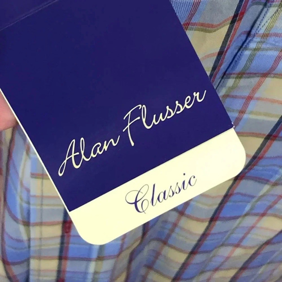 alan flusser plaid shirts for men size small - Picture 3 of 6